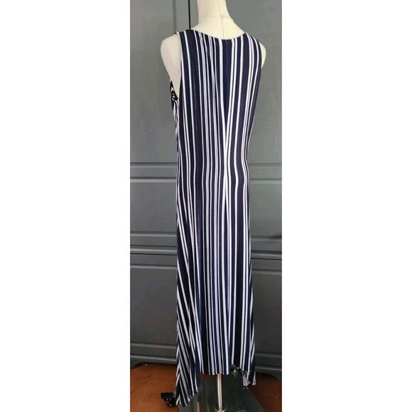 TOMMY BAHAMA ANOCHE Asymmetric Hem Stripe Jersey Knit Maxi Dress Stripe Medium - Picture 3 of 7